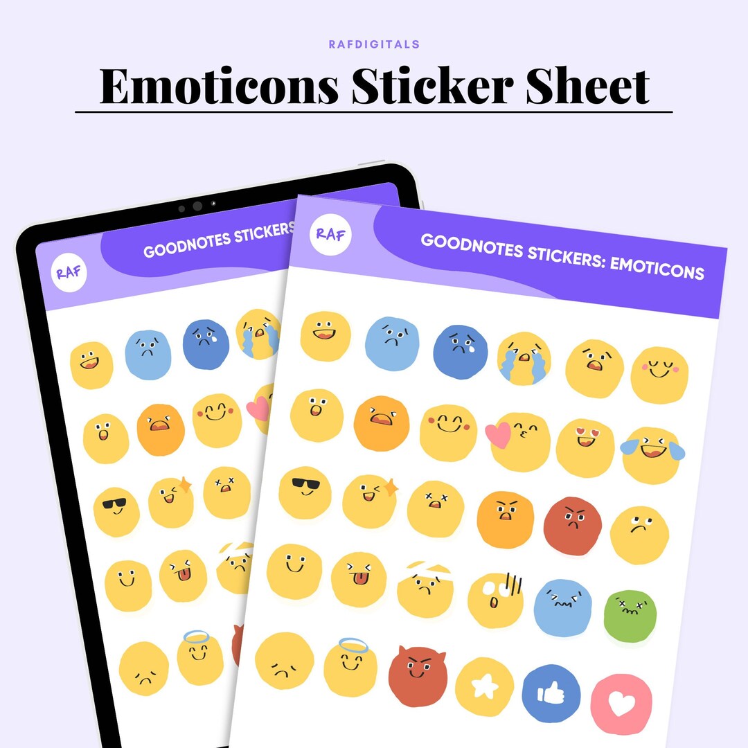 Goodnotes Emoji Sticker Sheet fun Emoji Color Design Instant Digital