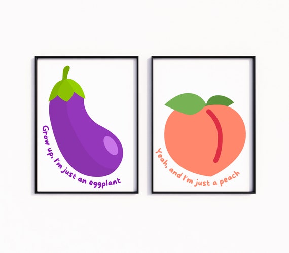 Peaches and eggplants Sticker for Sale by DesignDoubleP