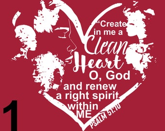 Psalm 51:10 heart with women’s faces print- Framed