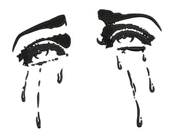 Llorando Triste Malestar Ojos Bordado Digital Digitalizado Archivo Descarga Instantánea
