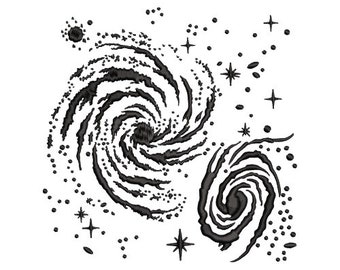 Diseño de bordado digitalizado de galaxia con estrellas, Vía Láctea, bordado a máquina, descarga instantánea