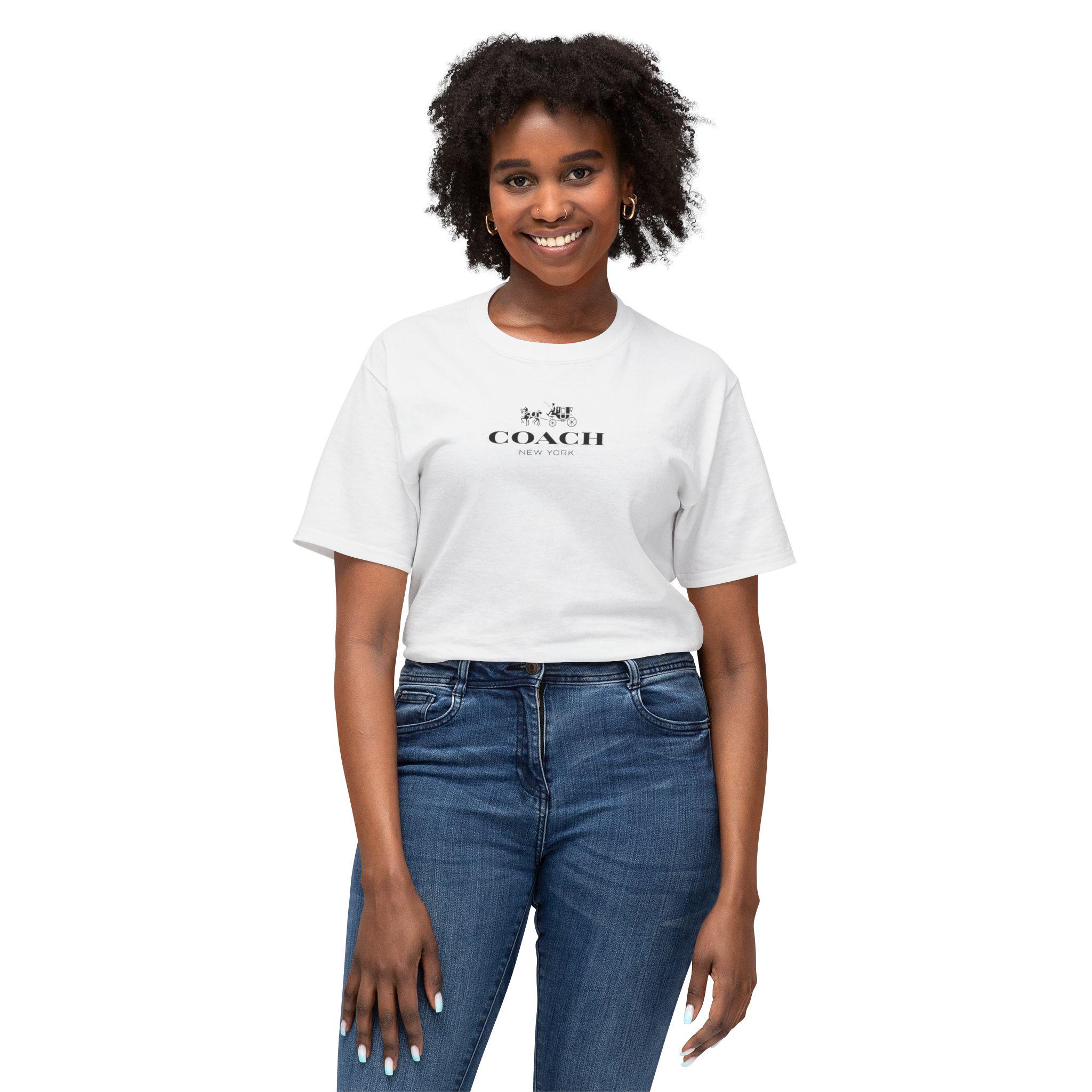 Coach White T-shirt Classic Designer Tee With Minimalist Logo - Etsy