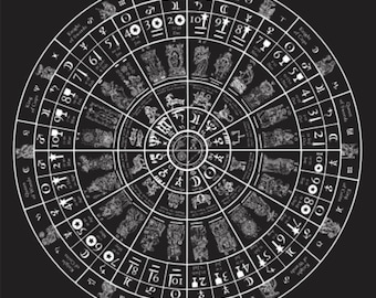 06  DECAN WHEEL Tarot Fabric Wall Hanging BLACK