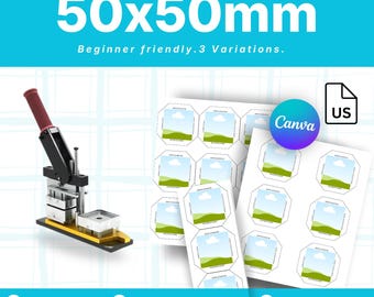 Plantilla de imán fotográfico de 50 x 50 mm (carta estadounidense) / 5 x 5 cm • Descarga instantánea