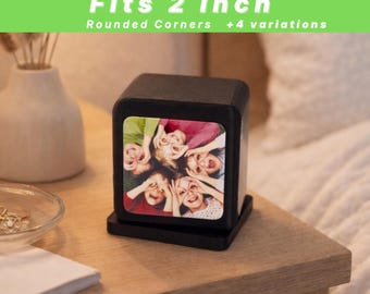 Cubo giratorio STL para imanes fotográficos de 50 mm (2 pulgadas) / Exhibición de imán cuadrado con esquinas redondeadas / Archivo de marco imprimible en 3D