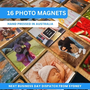 Personalised Gift - 16 Custom Photo Magnets 5x5cm | Gift for Her | Custom Fridge Magnets | Photo Gifts | Birthday Gift | Wedding Keepsake
