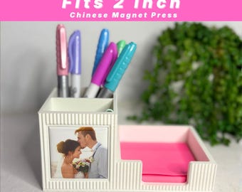 Organizador de escritorio con imán chino de 2 pulgadas, soporte para bolígrafos, bandeja para notas adhesivas (descarga digital)