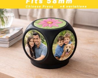 Cubo giratorio magnético para fotos de 58 mm, archivo STL/soporte magnético para exhibición (descarga digital)