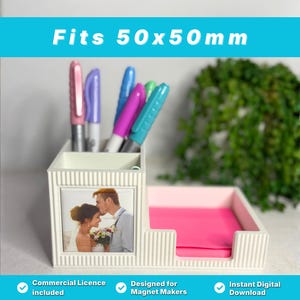 50x50mm Magnet Desk Organiser STL | Pen Holder & Sticky Note Tray (Commercial Use, Digital Download)
