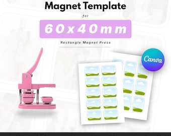 Plantilla de imán fotográfico rectangular con esquinas redondeadas de 40 x 60 mm • Tamaños A4 y carta de EE. UU. • Descarga instantánea