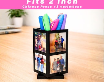 Portalápices giratorio con imán para fotos de 2 pulgadas STL / Prensa magnética china / Organizador de escritorio giratorio