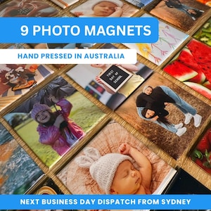 Personalised Gift - 9 Custom Photo Magnets 5x5cm | Gift for Her | Custom Fridge Magnets | Photo Gifts | Birthday Gift | Wedding Keepsake