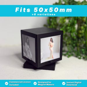 50mm Magnet Spinning Cube STL | Button Press Photo Holder (Commercial Use, Digital Download)