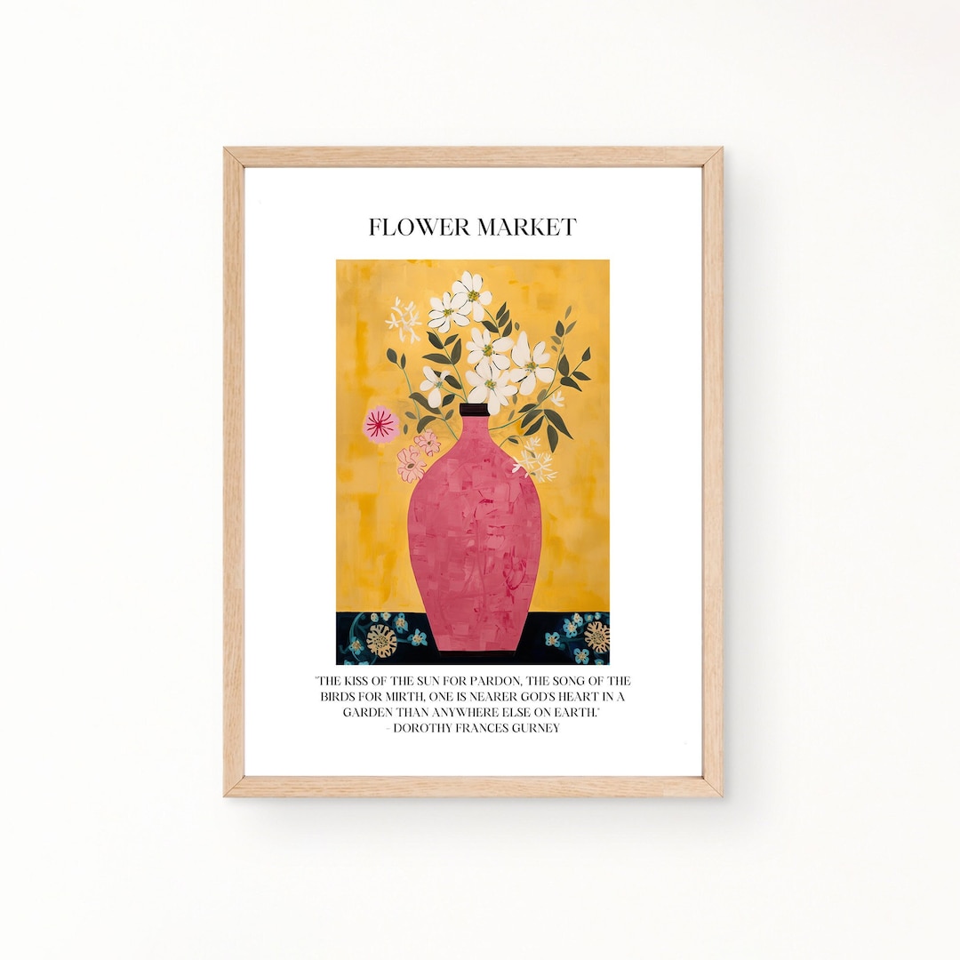 Vintage Simple Flower Vase Poster Garden Charm Flower Etsy