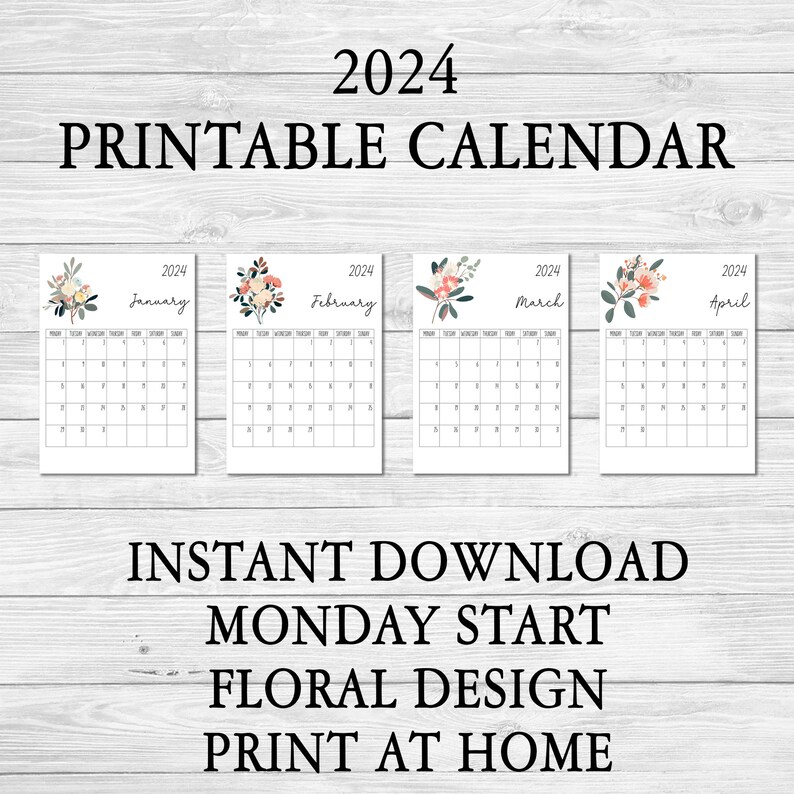 2024 printable calendar monday start calendar portrait orientation