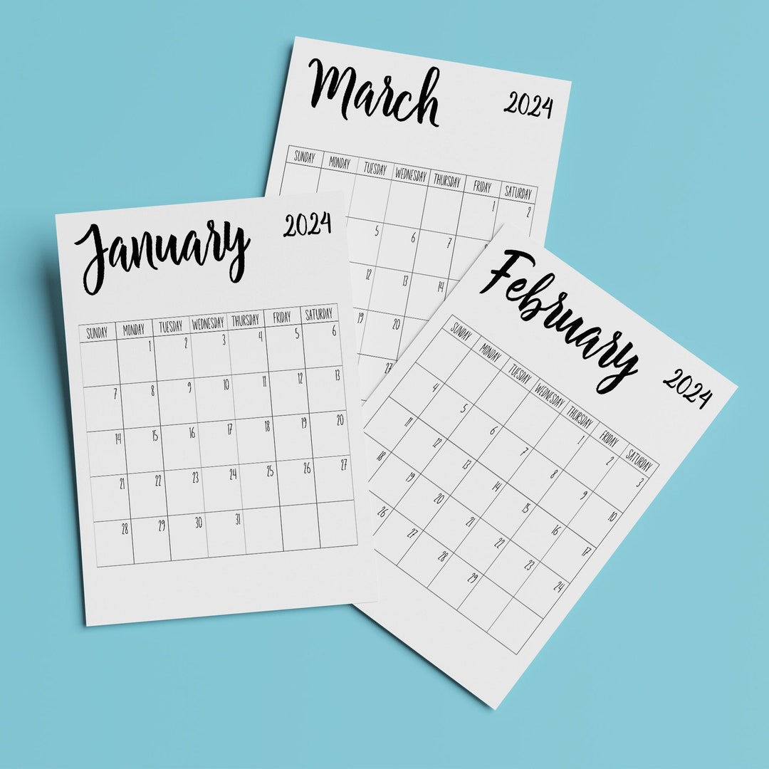 2024 Sunday Start Calendar, 2024 Printable Monthly Calendar, Portrait