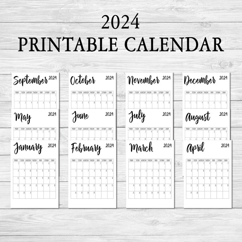 2025 Calendar, Printable Blank Design Monthly Calendar, Monday Start