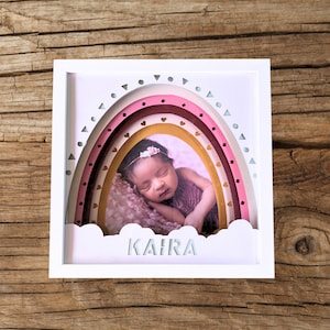 Shadow box con statistiche personalizzate per neonati in 3D, Shadow box per nascita di neonati, nome personalizzato SVG, file per Cricut e Silhouette, taglio laser multistrato