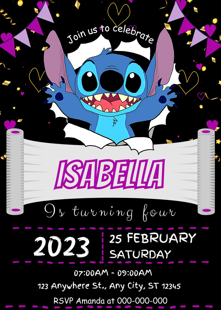 Editable Stitch Birthday Invitation for Any Age Printable Stitch Birthday Invitation Instant ...