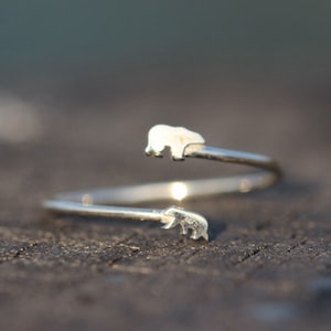 sterling silver bear ring,Bear Family Ring,Polar Bear Ring,animal lover jewelry