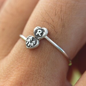 925 silver Pine Tree Ring,custom initial ring,personliazed letter ring,family jewelry,heart Ring,EvergreenTree Ring,Winter Trees Ring