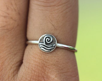 Sterling Silver Water Element Ring: Meditation Astrology Jewelry