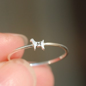 925 silver saiga ring,sheep ring,goat ring,silver initial ring,letter ring,animal lover ring,Minimalist jewelry,dainty jewelry