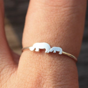 solid 925 silver custom family rhinoceros ring,Rhino ring,Animal lover ring,Rhinoceros jewelry