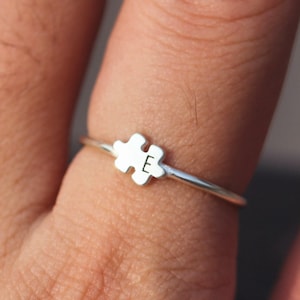 925 Silber Puzzle Ring, Buchstaben Ring, Silber Herz Ring, Buchstaben Ring, Wir passen Schmuck, Buchstaben Ring, Autismus Bewusstsein, Liebe Schmuck, Puzzle Schmuck