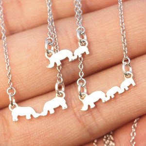 solid 925 silver custom family rhinoceros necklace,Rhino necklace,wife jewelry,midi silver jewelry,Animal lover jewelry,Rhinoceros jewelry