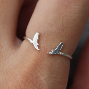 Sterling Silver Bird Ring: Open Midi Ring, Animal Lover Jewelry