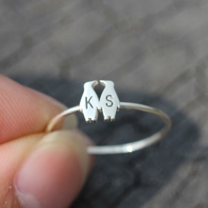 Custom Initial Ring,personalized penguin ring,925 silver ring,family Penguin Jewelry,family jewelry,Couple Gift,Natural Jewelry