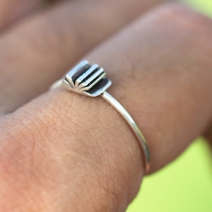 Kardinal Tugenden Sterling Silber Ring: Bücher Stapelring