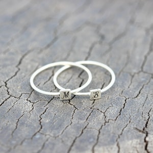 925 silver initial ring