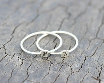 925 silver initial ring