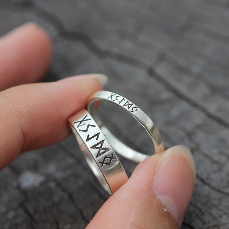 Custom Runes Ring,solid 925 Silver Band Ring,personalized Runes Jewelry ...