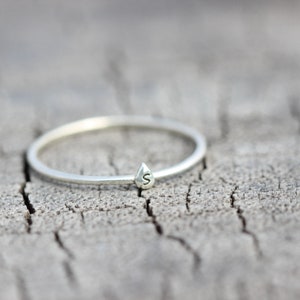 925 silver water drop ring, initial ring,letter ring,Teardrop ring