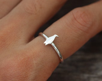 Pinguin Ring, Sterling Silber Tier Ring, Pinguin Schmuck, Natur Schmuck, Tier Schmuck, zierlicher Schmuck, Geschenk für Tochter