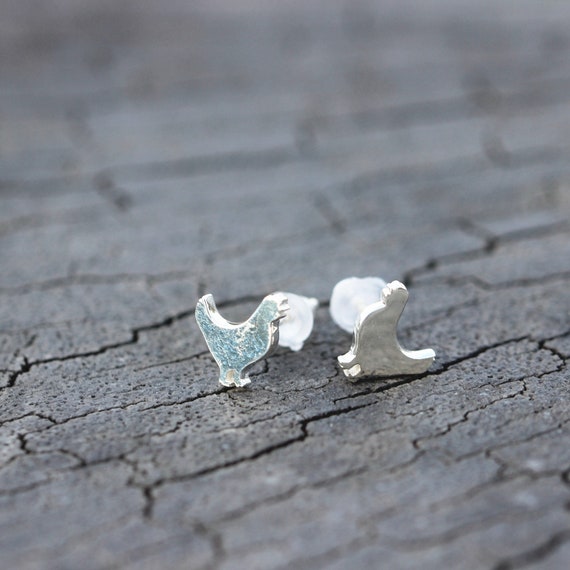 Orecchini A Forma Di Gallina In Argento 925, Pendenti Con Cuore, Regalo Per Donne - 4