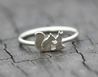 925 silver squirrel rabbit ring,squirrel ring,love jewelry