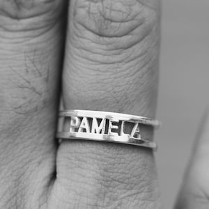 Dainty Custom Name Ring ,Custom Word Ring ,925 silver Personalized Name ring,Stacking Name Rings,Mother&#39;s Day gifts