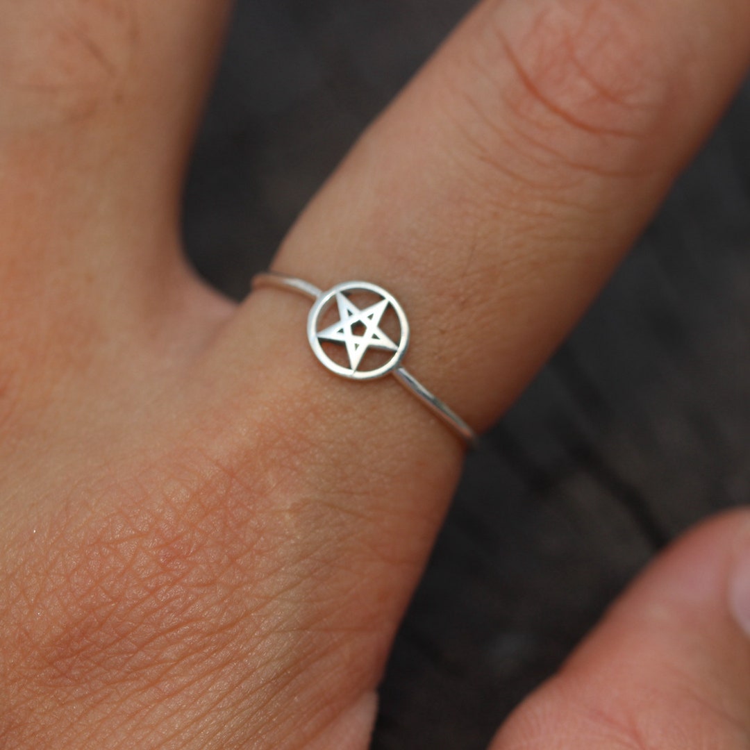 Sterling Silver Pentacle Star Ring: Simple Stacking Jewelry - Etsy