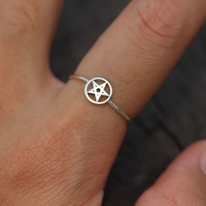 925 silver pentacle ring,Pentacle Star ring,Stacking Ring,simple jewelry