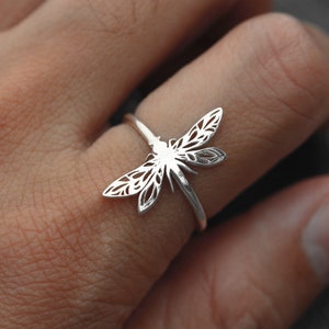 925 sterling silver Dragonfly ring,Insect jewelry