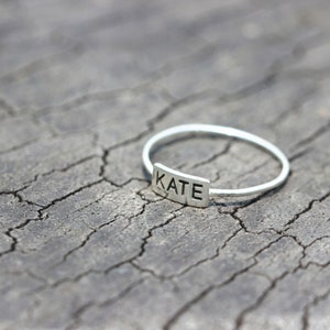 Personalized Sterling Silver Bar Ring: Custom Initial Monogram