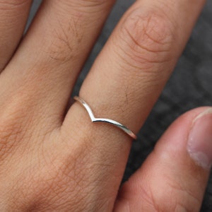 Sterling Silver V-Shaped Ring: Simple Chevron Band