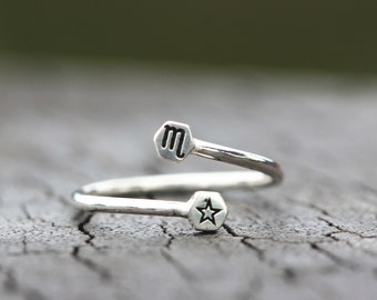 Personalized Zodiac Sterling Silver Ring: Constellation Jewelry