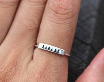 Anillo de pino de plata de ley: Evergreen Forest Jewelry
