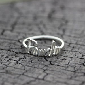 Dainty Custom Name Ring ,Custom Word Ring ,silver Personalized Name ring,Stacking Name Rings