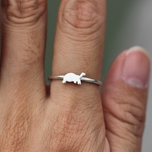 Sterling Silber Sea Schildkröte Ring: Zarte Strand Schmuck